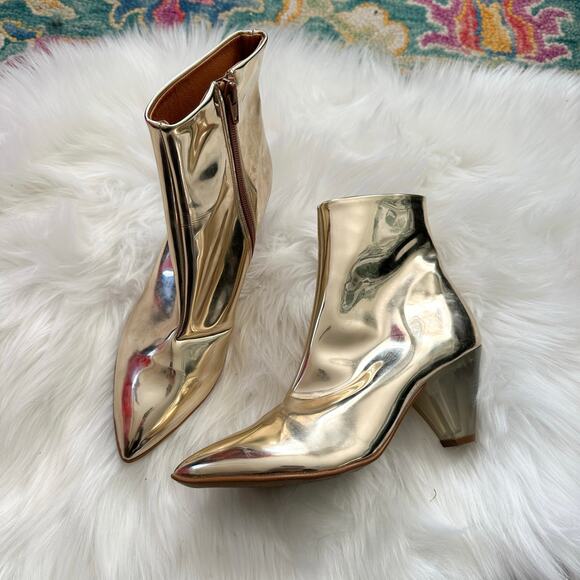 Free People Gold Metallic Booties - Picture 1 of 7